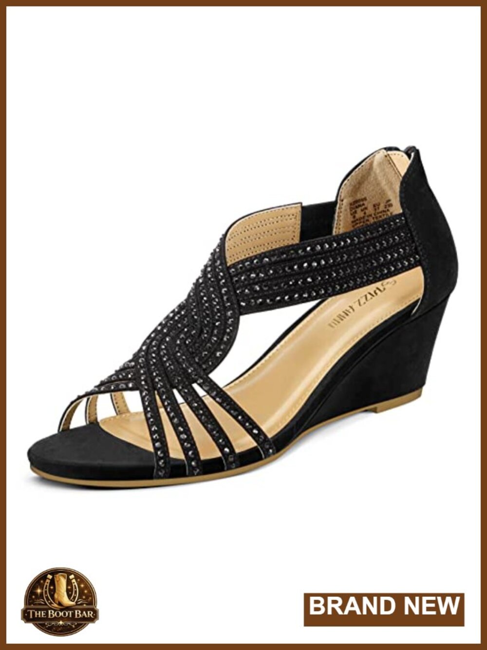 Women's Diana Low Wedge Sandals Rhinestone Open Toe Dress Shoes